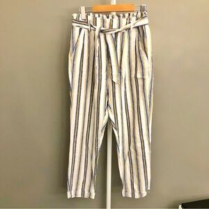 Streetwear Society Line Strips Casual High Rise Multicolor Capri Trousers Pants.